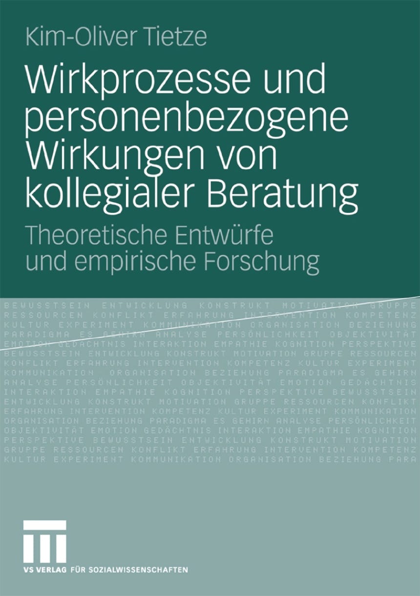 Buchtitel von "Wirkprozesse und personenbezogene Wirkungen von kollegialer Beratung – theoretische Entwürfe und empirische Forschung" von Dr. Kim-Oliver Tietze
